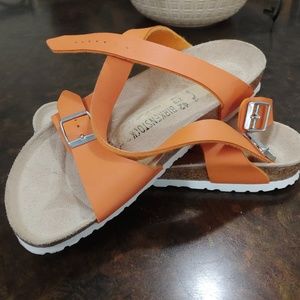 Birkenstock YARA ankle strap SANDALS SZ 11 ORANGE